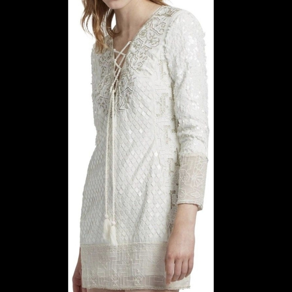 French connection beautiful sequenced white dress